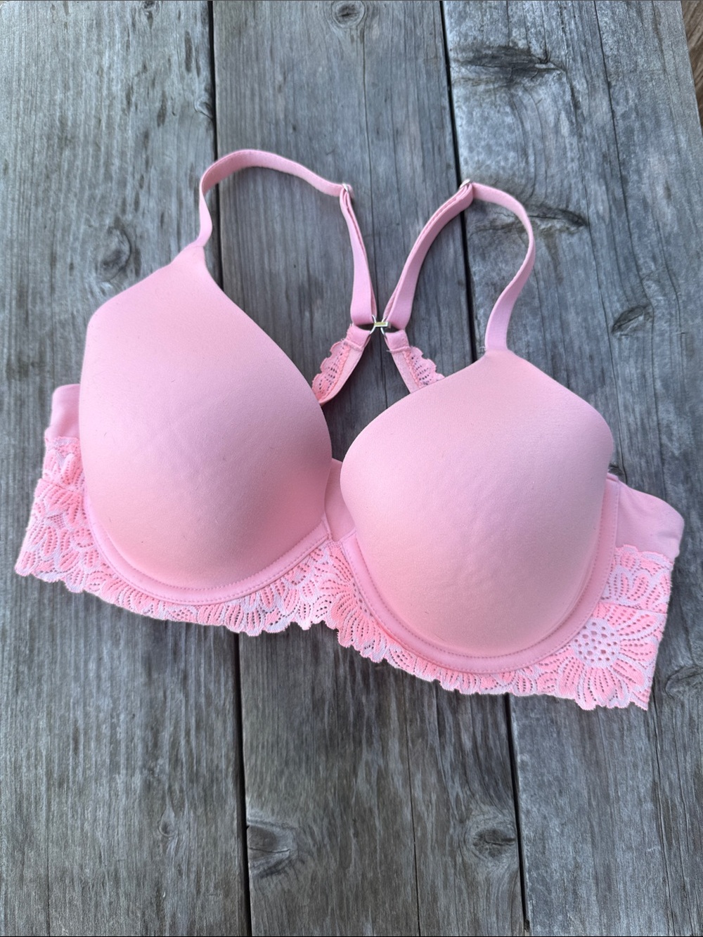 aerie Woman’s Sunnie Full Coverage Lightly Lined Pink Blossom Lace Trimmed 34D